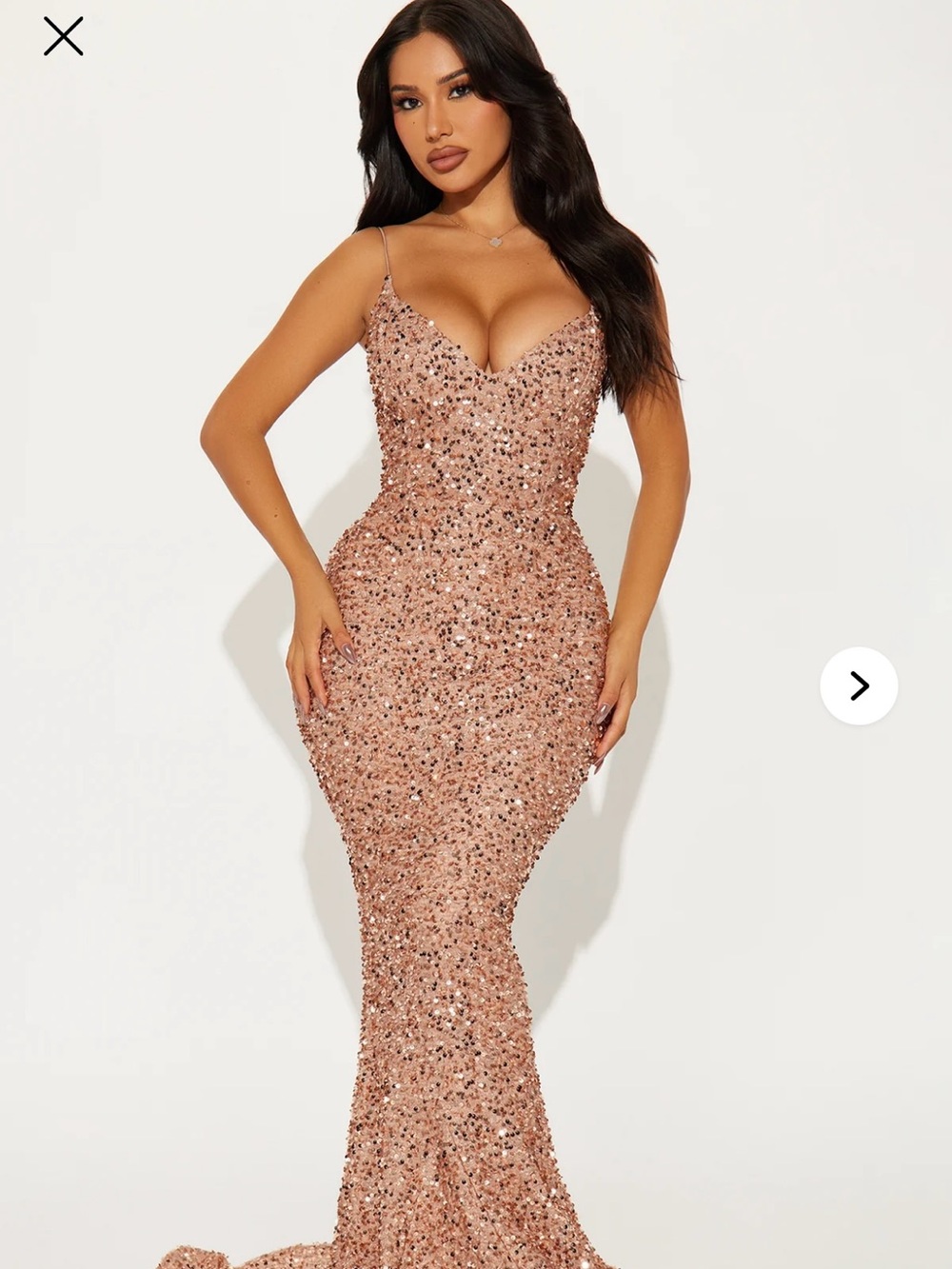 Fashion Nova Rose Gold Sequin Mermaid Gown